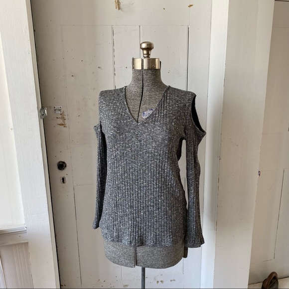 Kenneth Cole Ribbed Cold Shoulder Knit Sweater - Picture 4 of 13